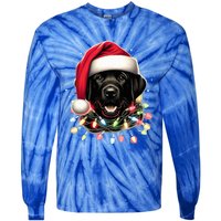 Black Lab Labrador Christmas Tree Light Pajama Dog Xmas  Tie-Dye Long Sleeve Shirt