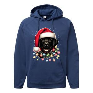 Black Lab Labrador Christmas Tree Light Pajama Dog Xmas  Performance Fleece Hoodie