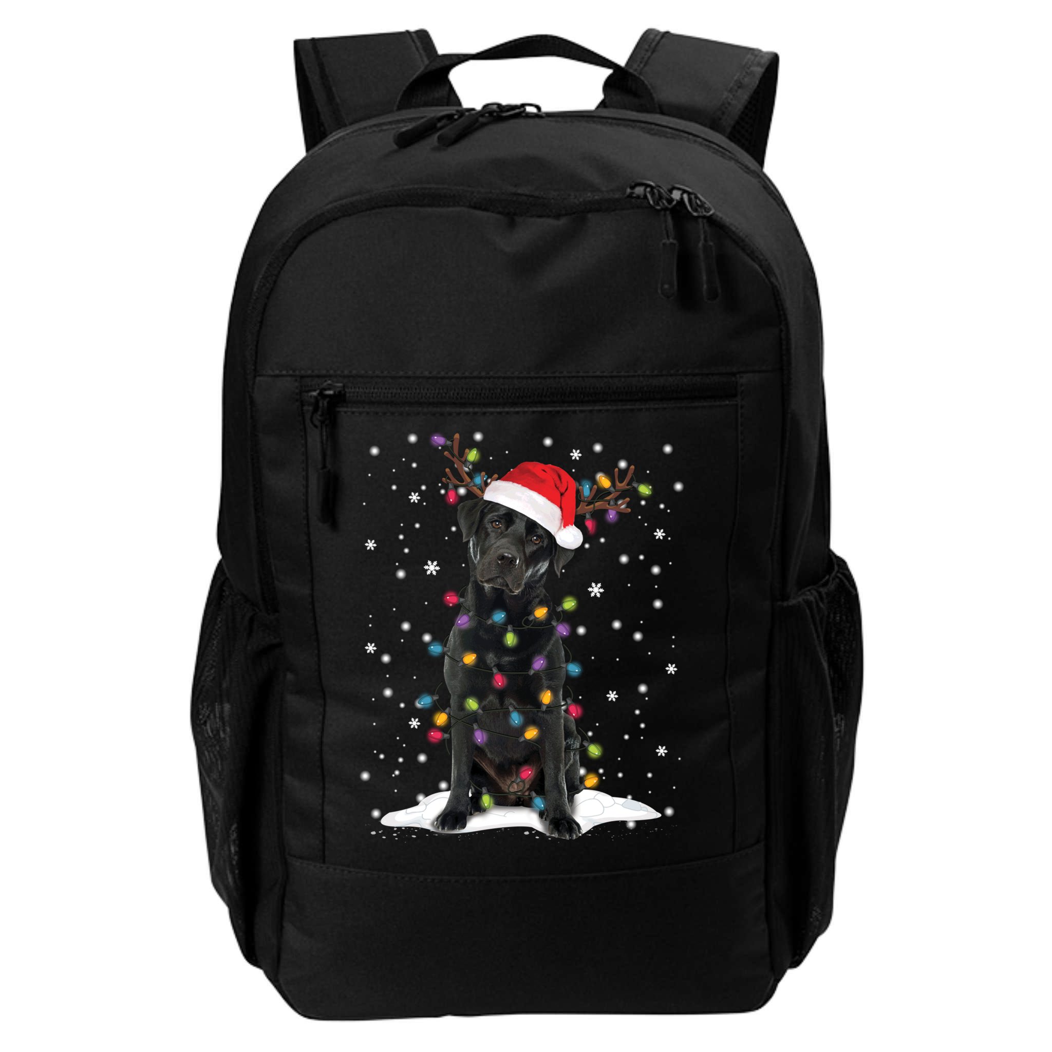 Black Lab Labrador Christmas Tree Light Pajama Dog Xmas Gift Backpack