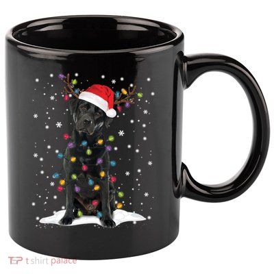 Black Lab Labrador Christmas Tree Light Pajama Dog Xmas Gift 11oz C Handle Ceramic Mug