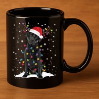 Black Lab Labrador Christmas Tree Light Pajama Dog Xmas Gift 11oz C Handle Ceramic Mug