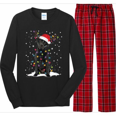 Black Lab Labrador Christmas Tree Light Pajama Dog Xmas Gift Long Sleeve Pajama Set