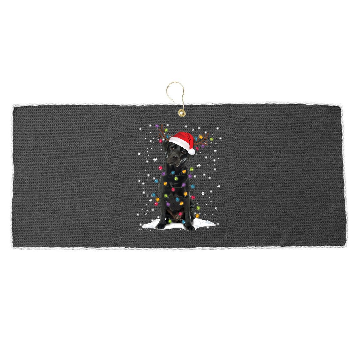 Black Lab Labrador Christmas Tree Light Pajama Dog Xmas Gift Large Microfiber Waffle Golf Towel
