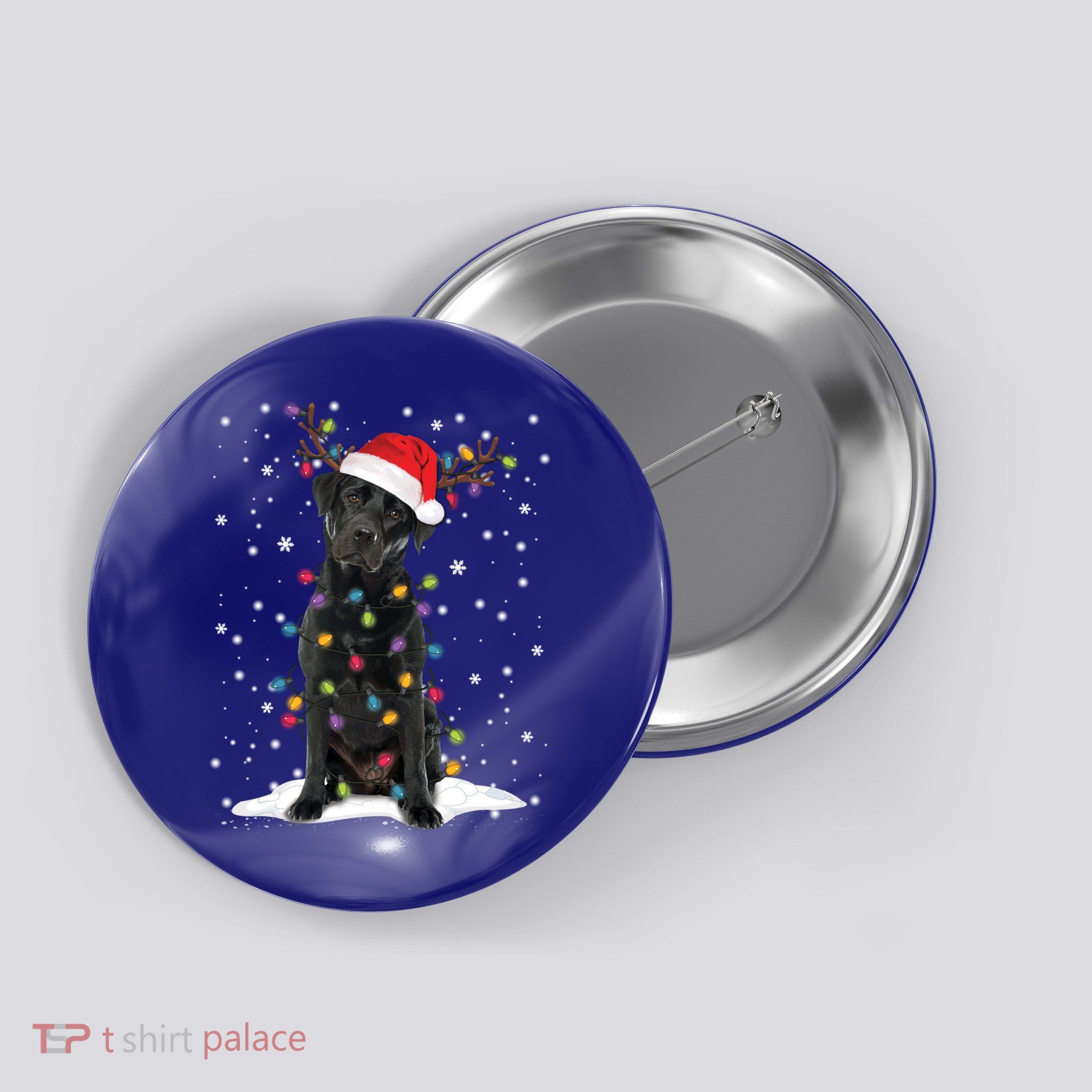 Black Lab Labrador Christmas Tree Light Pajama Dog Xmas Gift Button