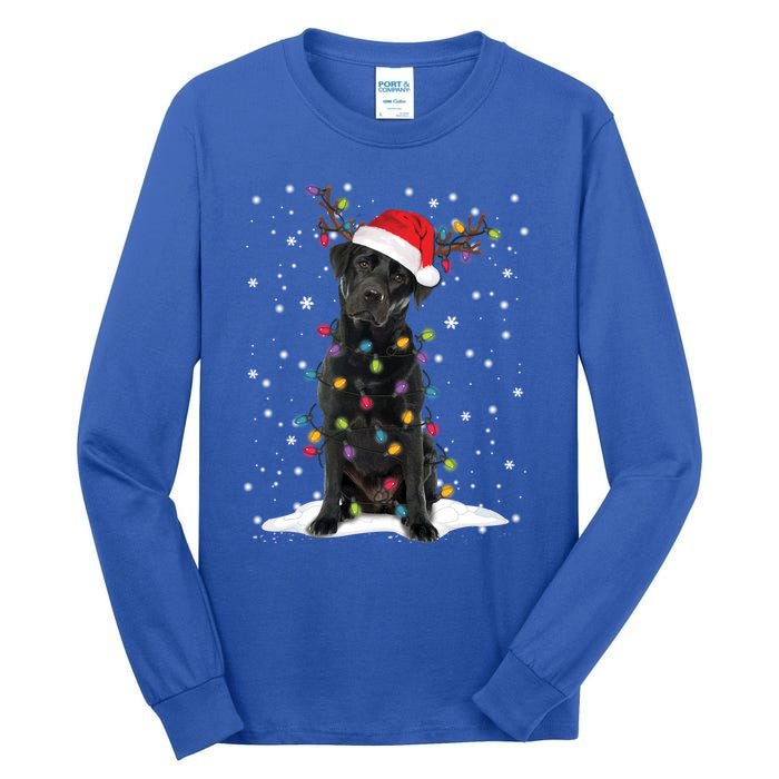 Black Lab Labrador Christmas Tree Light Pajama Dog Xmas Gift Tall Long Sleeve T-Shirt