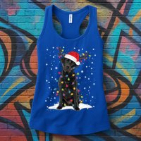 Black Lab Labrador Christmas Tree Light Pajama Dog Xmas Gift Womens Tank Top