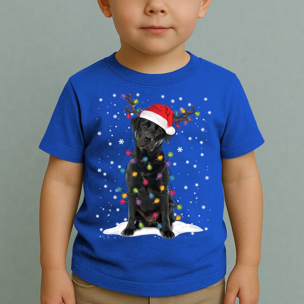 Black Lab Labrador Christmas Tree Light Pajama Dog Xmas Gift Toddler T-Shirt