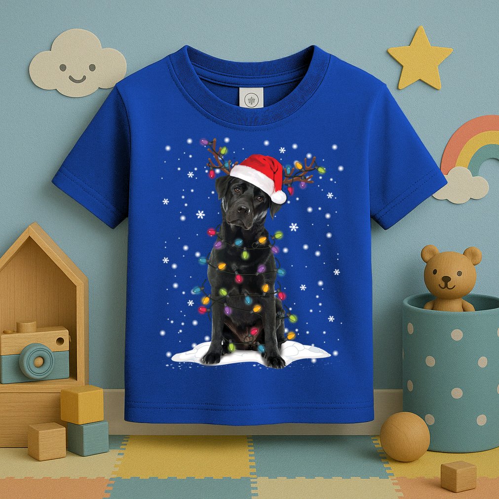 Black Lab Labrador Christmas Tree Light Pajama Dog Xmas Gift Toddler T-Shirt