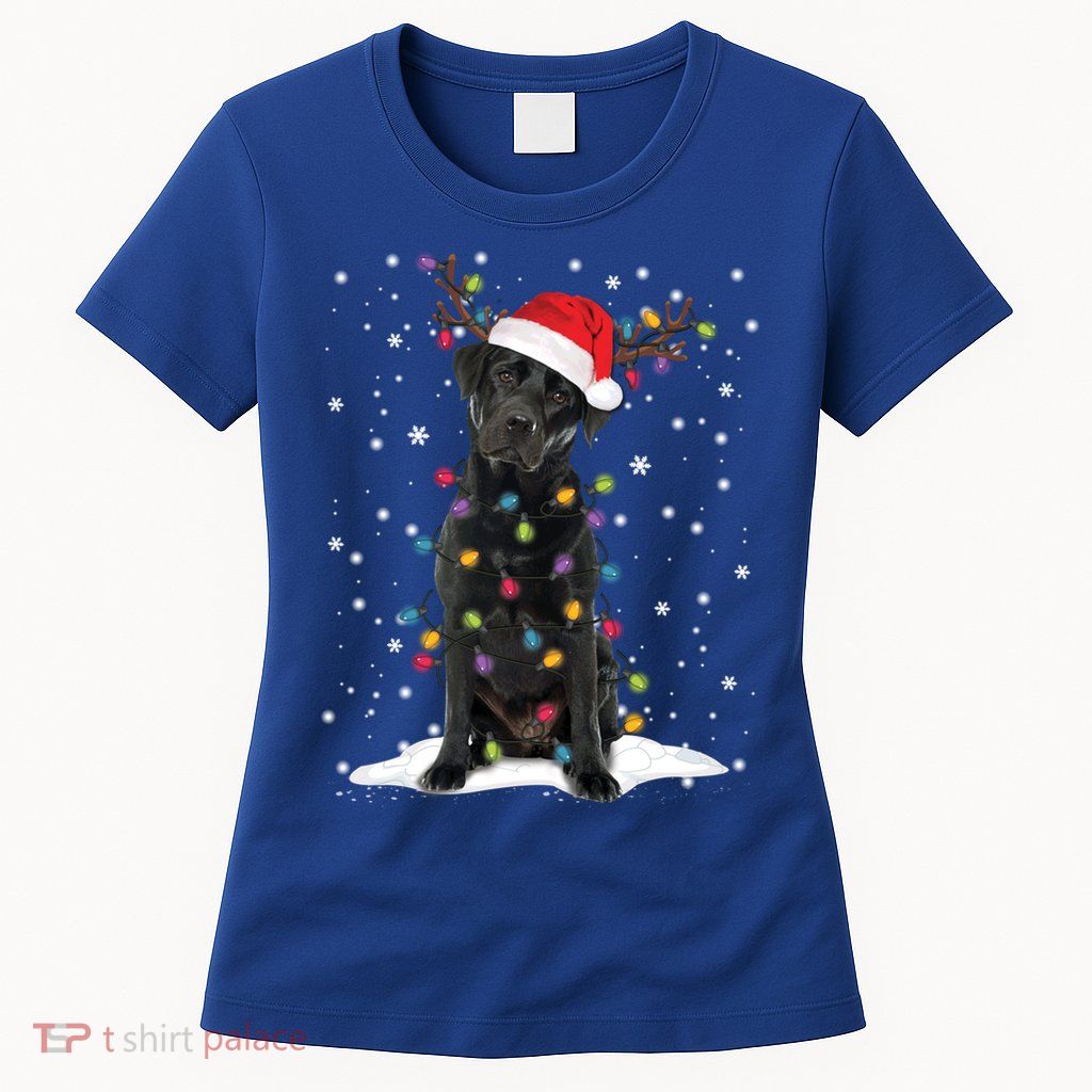 Black Lab Labrador Christmas Tree Light Pajama Dog Xmas Gift Womens T-Shirt