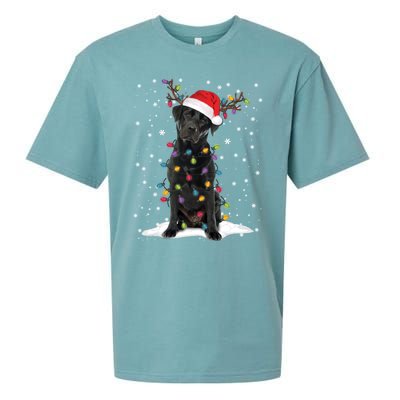 Black Lab Labrador Christmas Tree Light Pajama Dog Xmas Gift Sueded Cloud Jersey T-Shirt