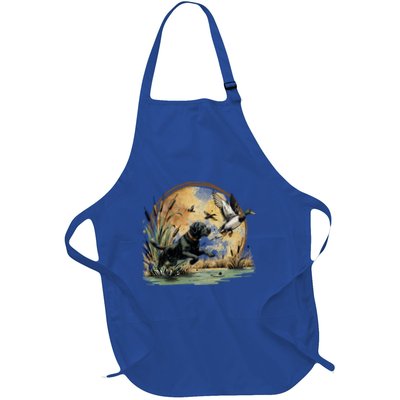 Black Lab Labrador Hunting Ducks Waterfowl Gift Full-Length Apron With Pockets