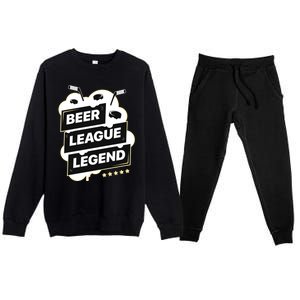 Beer League Legend Hockey Gift Premium Crewneck Sweatsuit Set