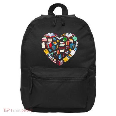 Book Lover Librarian Teacher Bookish Books Heart Valentine 16 in Basic Backpack