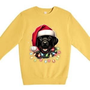 Black Lab Labrador Christmas Tree Light Pajama Dog Xmas Premium Crewneck Sweatshirt