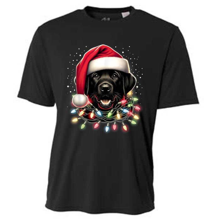 Black Lab Labrador Christmas Tree Light Pajama Dog Xmas Cooling Performance Crew T-Shirt