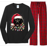 Black Lab Labrador Christmas Tree Light Pajama Dog Xmas Long Sleeve Pajama Set