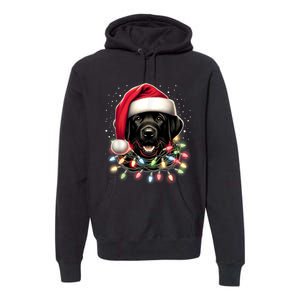 Black Lab Labrador Christmas Tree Light Pajama Dog Xmas Premium Hoodie