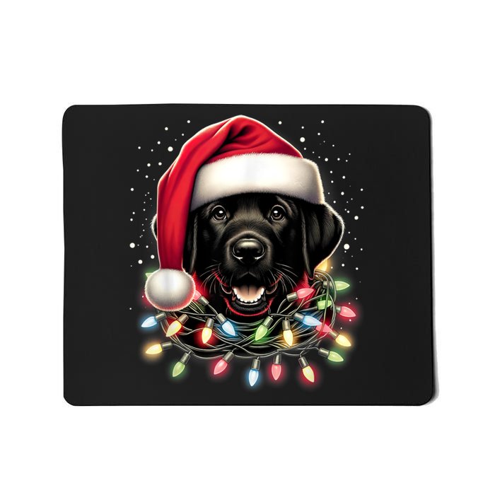 Black Lab Labrador Christmas Tree Light Pajama Dog Xmas Mousepad