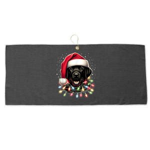 Black Lab Labrador Christmas Tree Light Pajama Dog Xmas Large Microfiber Waffle Golf Towel