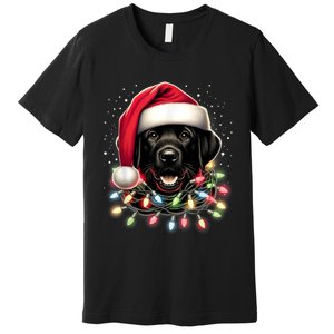 Black Lab Labrador Christmas Tree Light Pajama Dog Xmas Premium T-Shirt