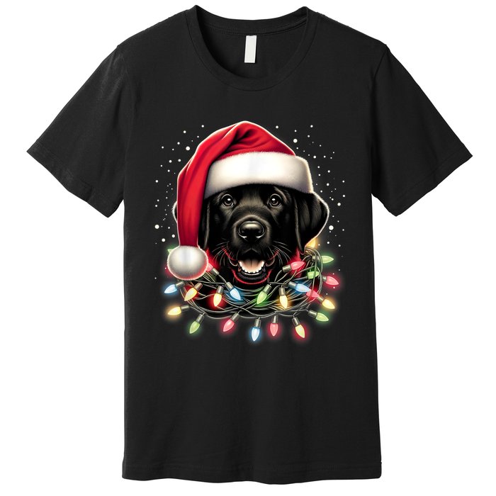 Black Lab Labrador Christmas Tree Light Pajama Dog Xmas Premium T-Shirt