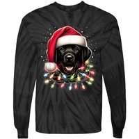 Black Lab Labrador Christmas Tree Light Pajama Dog Xmas Tie-Dye Long Sleeve Shirt