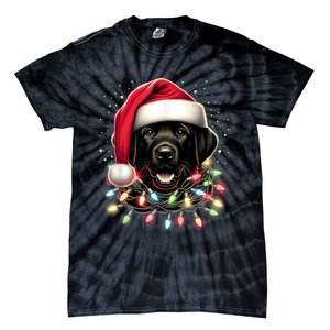 Black Lab Labrador Christmas Tree Light Pajama Dog Xmas Tie-Dye T-Shirt