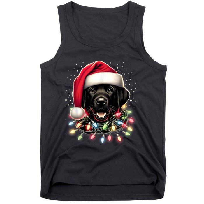 Black Lab Labrador Christmas Tree Light Pajama Dog Xmas Tank Top