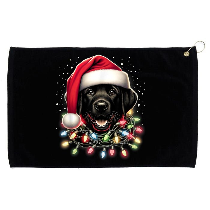 Black Lab Labrador Christmas Tree Light Pajama Dog Xmas Grommeted Golf Towel