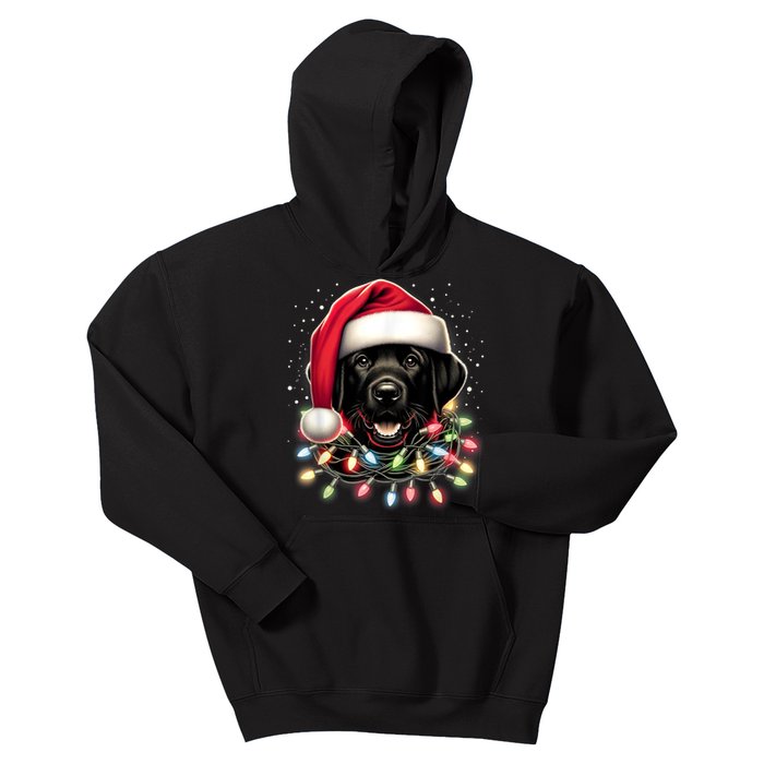 Black Lab Labrador Christmas Tree Light Pajama Dog Xmas Kids Hoodie