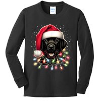 Black Lab Labrador Christmas Tree Light Pajama Dog Xmas Kids Long Sleeve Shirt