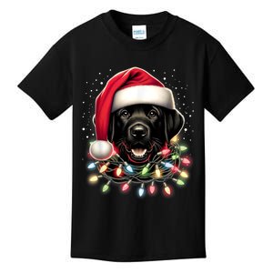 Black Lab Labrador Christmas Tree Light Pajama Dog Xmas Kids T-Shirt