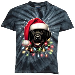 Black Lab Labrador Christmas Tree Light Pajama Dog Xmas Kids Tie-Dye T-Shirt