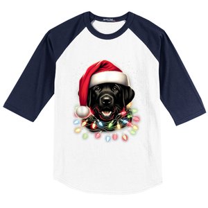 Black Lab Labrador Christmas Tree Light Pajama Dog Xmas Baseball Sleeve Shirt