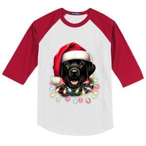 Black Lab Labrador Christmas Tree Light Pajama Dog Xmas Kids Colorblock Raglan Jersey