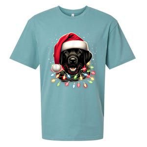 Black Lab Labrador Christmas Tree Light Pajama Dog Xmas Sueded Cloud Jersey T-Shirt