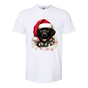 Black Lab Labrador Christmas Tree Light Pajama Dog Xmas Softstyle CVC T-Shirt