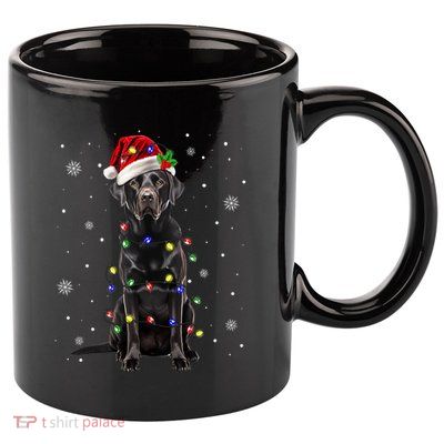 Black Lab Labrador Christmas Tree Light Pajama Dog Xmas 11oz C Handle Ceramic Mug