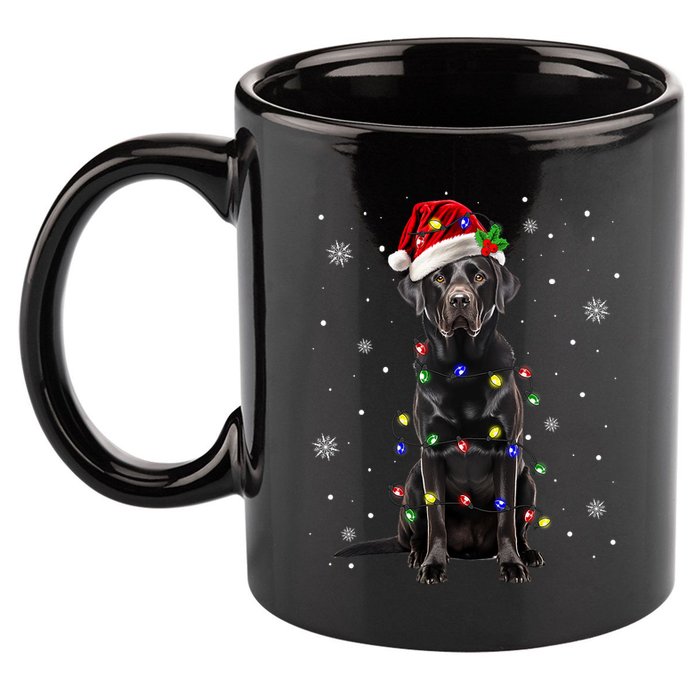 Black Lab Labrador Christmas Tree Light Pajama Dog Xmas 11oz C Handle Ceramic Mug