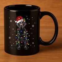 Black Lab Labrador Christmas Tree Light Pajama Dog Xmas 11oz C Handle Ceramic Mug
