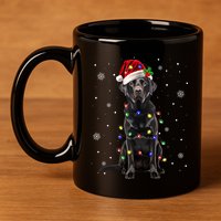 Black Lab Labrador Christmas Tree Light Pajama Dog Xmas 11oz C Handle Ceramic Mug