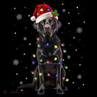 Black Lab Labrador Christmas Tree Light Pajama Dog Xmas Drawstring Bag