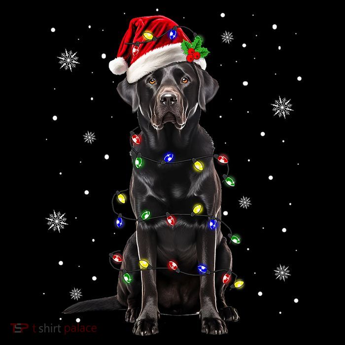 Black Lab Labrador Christmas Tree Light Pajama Dog Xmas Drawstring Bag