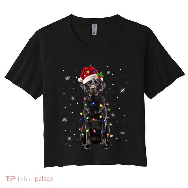 Black Lab Labrador Christmas Tree Light Pajama Dog Xmas Crop Top