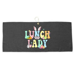 Bunny Lunch Lady Funny Egg Easter Day Floral Large Microfiber Waffle Golf Towel