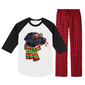 Black Lab Labrador Dog Owners Christmas Xmas Holiday Party Gift Raglan Sleeve Pajama Set