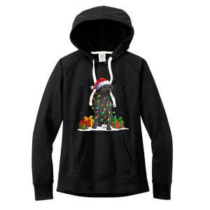 Black Lab Labrador Christmas Lights Pajama Dog Lover Xmas Women's Fleece Hoodie