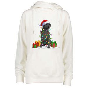 Black Lab Labrador Christmas Lights Pajama Dog Lover Xmas Womens Funnel Neck Pullover Hood