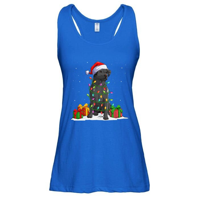 Black Lab Labrador Christmas Lights Pajama Dog Lover Xmas Ladies Essential Flowy Tank