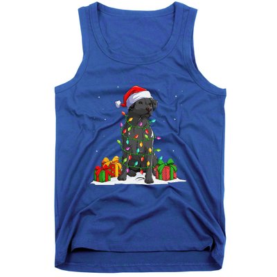 Black Lab Labrador Christmas Lights Pajama Dog Lover Xmas Tank Top